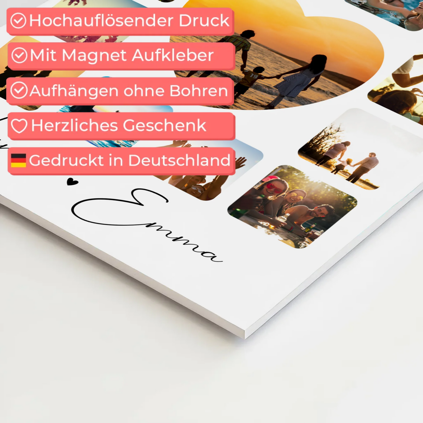 Personalisiertes Fotoboard Magnet Wandbild mit Paar Fotocollage 13 Fotos Ik hou van jou Liebe auf Niederländisch Geschenk