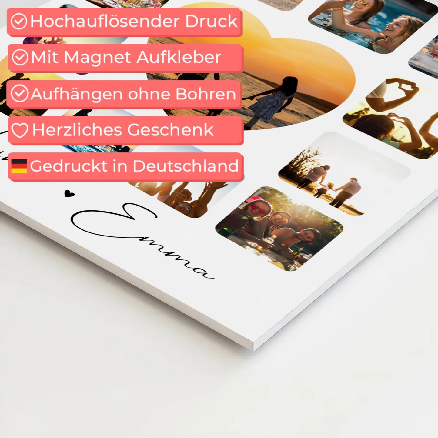 Personalisiertes Fotoboard Magnet Wandbild mit Paar Fotocollage 13 Fotos Ik hou van jou Liebe auf Niederländisch Geschenk