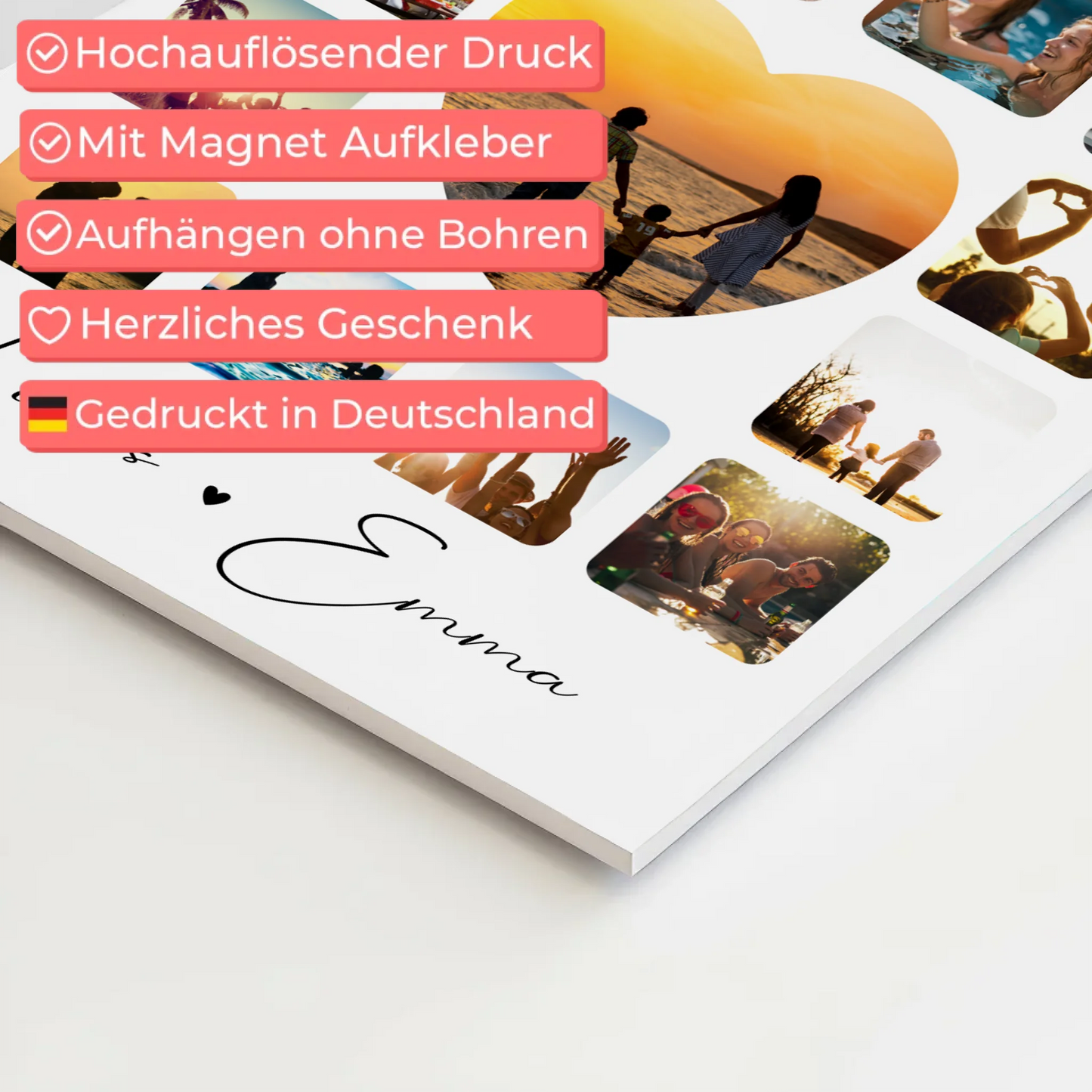 Personalisiertes Fotoboard Magnet Wandbild mit Paar Fotocollage 13 Fotos Ik hou van jou Liebe auf Niederländisch Geschenk