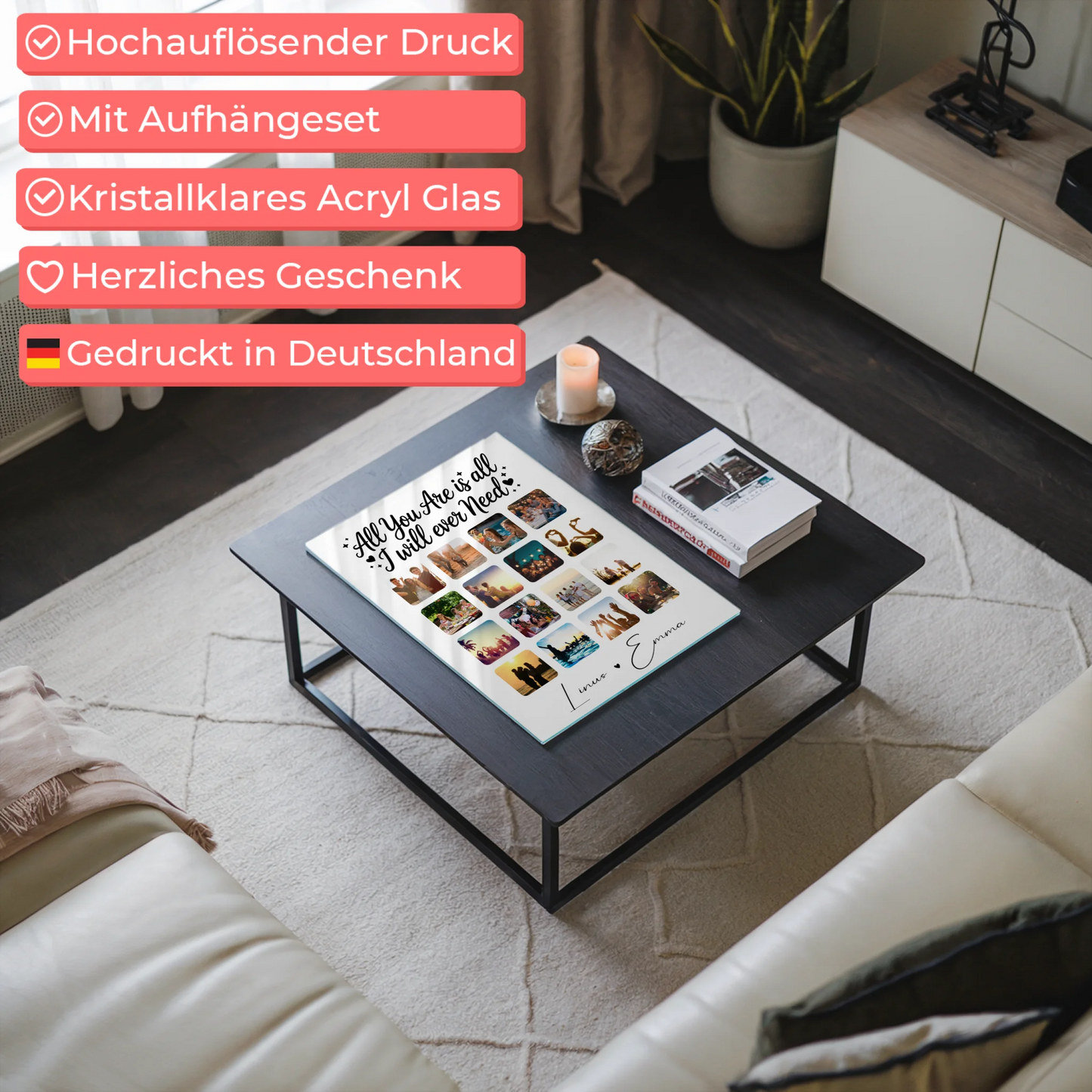 Personalisierte Acrylglas Mit Foto Fotocollage Liebe 16 Fotos Geschenk