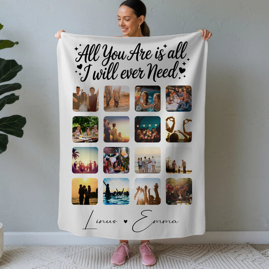 Personalisierte Kuscheldecke mit Namen Fotocollage Liebe 16 Fotos Geschenk 1