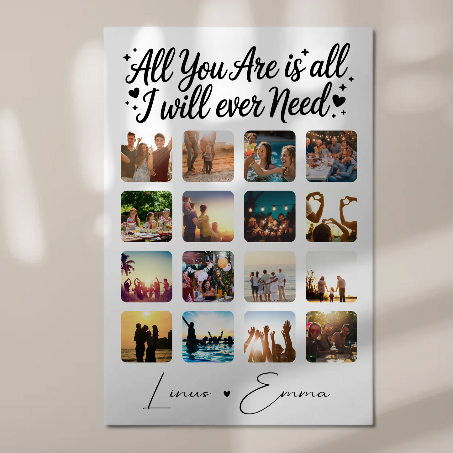 Fotoboard Magnet Poster Fotocollage Liebe 16 Fotos All you are is all I will ever need Geschenk 1