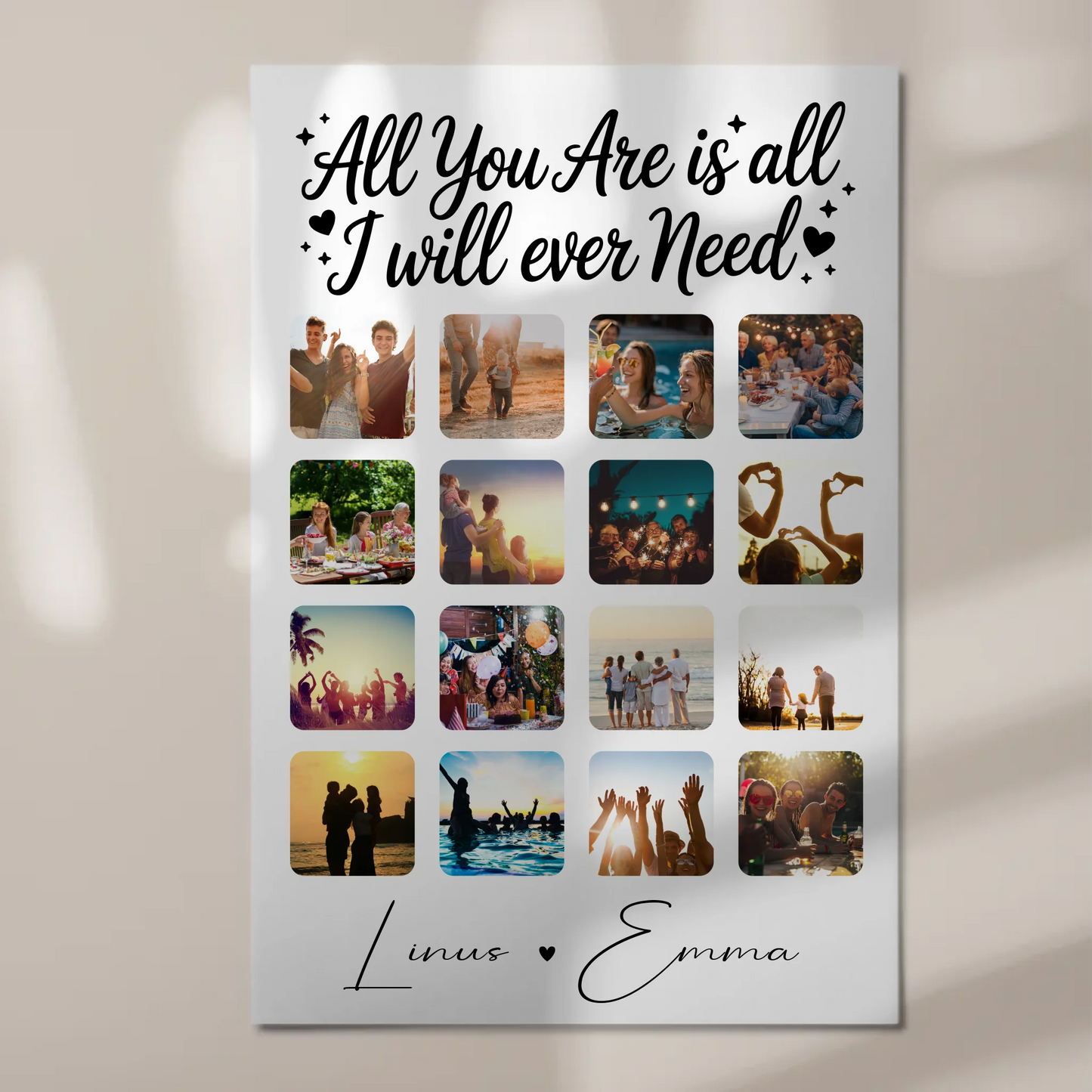 Fotoboard Magnet Poster Fotocollage Liebe 16 Fotos All you are is all I will ever need Geschenk