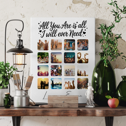 Personalisierte Leinwandbild Paar mit Fotocollage Liebe 16 Fotos Geschenk 3