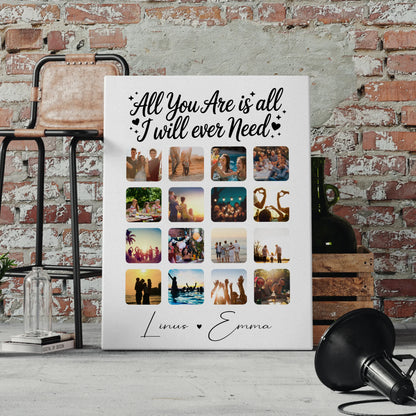 Personalisierte Leinwandbild Paar mit Fotocollage Liebe 16 Fotos Geschenk 4