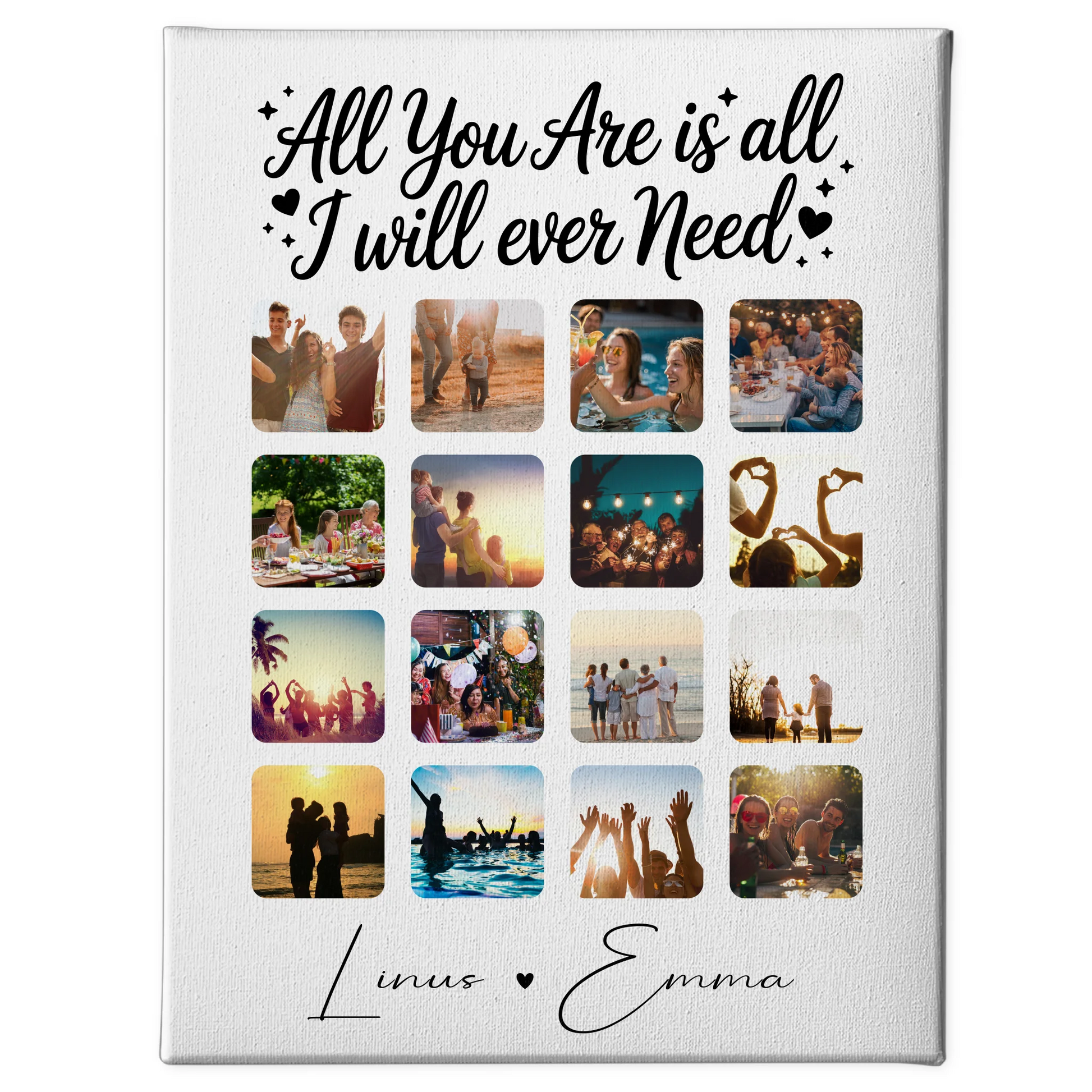 Personalisierte Leinwandbild Paar mit Fotocollage Liebe 16 Fotos Geschenk 1