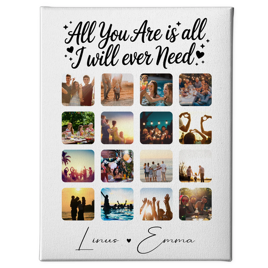 Personalisierte Leinwandbild Paar mit Fotocollage Liebe 16 Fotos Geschenk 1