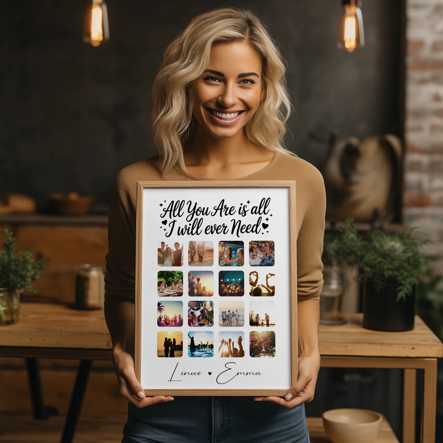 Personalisierte Poster Partner Geschenk Fotocollage Liebe mit 16 Fotos