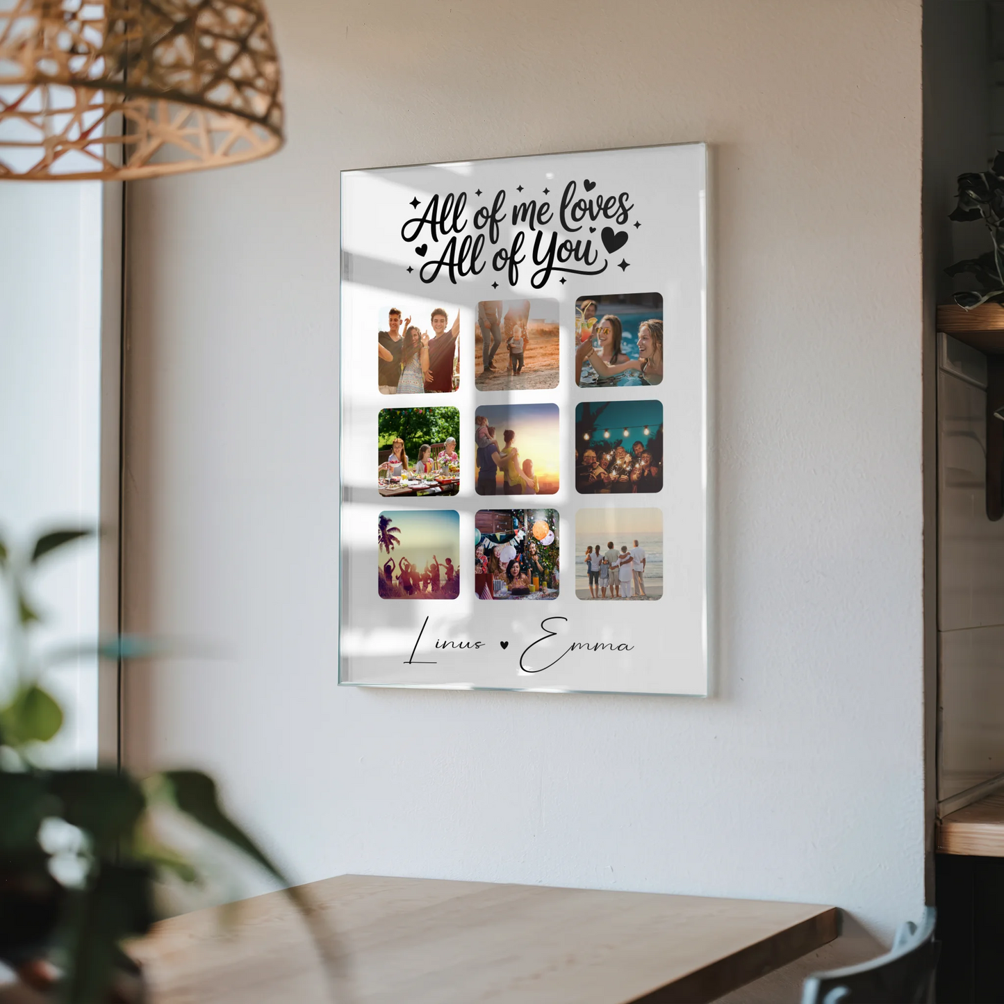 Personalisierte Fotocollage auf Acrylglas mit 9 Fotos All Of Me Loves All Of You Geschenk