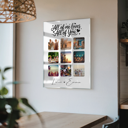 Personalisierte Fotocollage auf Acrylglas mit 9 Fotos All Of Me Loves All Of You Geschenk