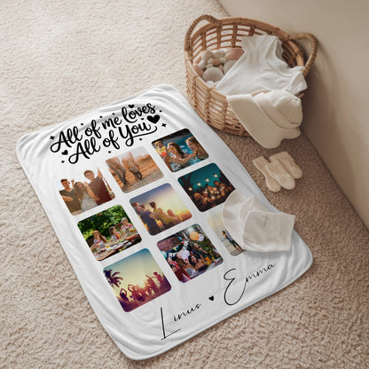 Personalisierte Decke Mit Namen Fotocollage 9 Fotos All Of Me Loves All Of You Geschenk 2