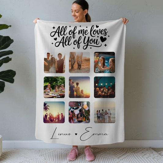 Personalisierte Decke Mit Namen Fotocollage 9 Fotos All Of Me Loves All Of You Geschenk 1