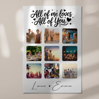 Personalisiertes Magnetposter Fotoboard mit 9 Fotos Fotocollage All Of Me Loves All Of You Geschenk 1