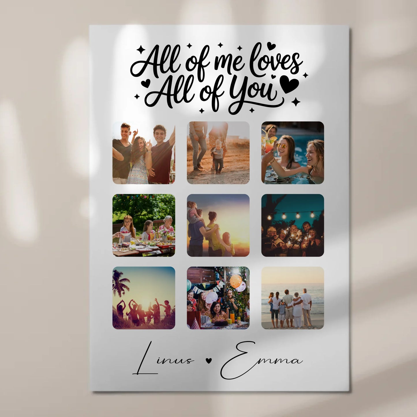 Personalisiertes Magnetposter Fotoboard mit 9 Fotos Fotocollage All Of Me Loves All Of You Geschenk 7