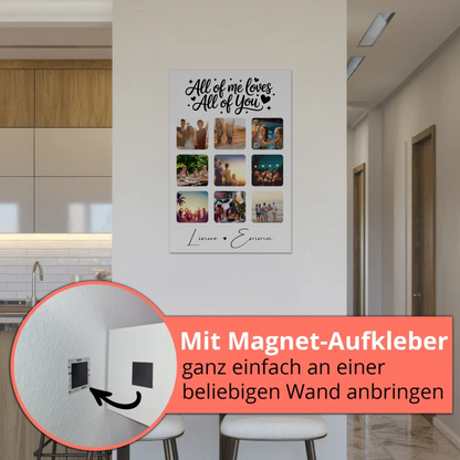 Personalisiertes Magnetposter Fotoboard mit 9 Fotos Fotocollage All Of Me Loves All Of You Geschenk