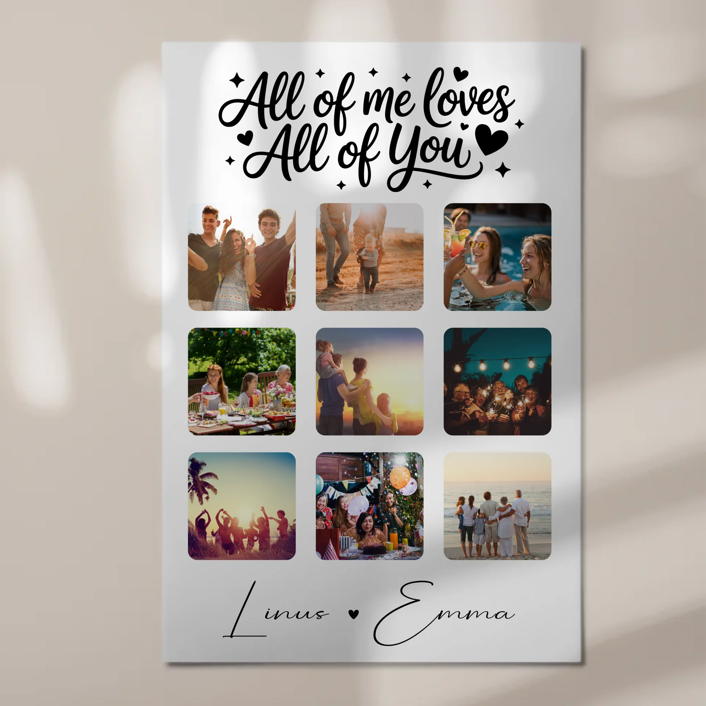Personalisiertes Magnetposter Fotoboard mit 9 Fotos Fotocollage All Of Me Loves All Of You Geschenk