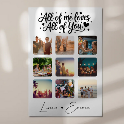 Personalisiertes Magnetposter Fotoboard mit 9 Fotos Fotocollage All Of Me Loves All Of You Geschenk