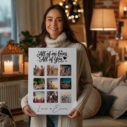 Personalisierte Leinwand Für Paare mit Fotocollage 9 Fotos All Of Me Loves All Of You Geschenk 2