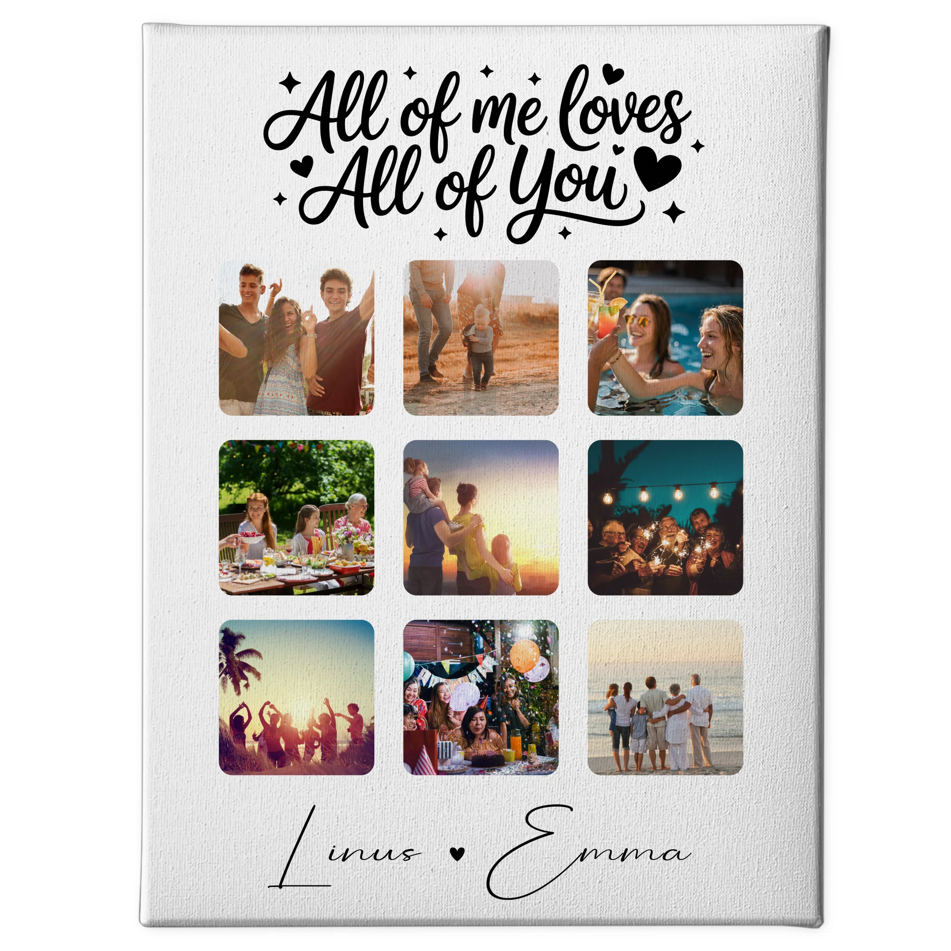 Personalisierte Leinwand Für Paare mit Fotocollage 9 Fotos All Of Me Loves All Of You Geschenk 1