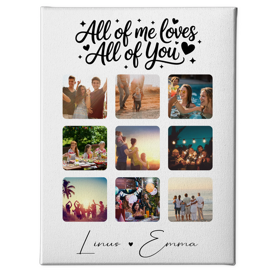 Personalisierte Leinwand Für Paare mit Fotocollage 9 Fotos All Of Me Loves All Of You Geschenk 1
