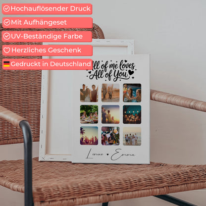 Personalisierte Leinwand Für Paare mit Fotocollage 9 Fotos All Of Me Loves All Of You Geschenk 5