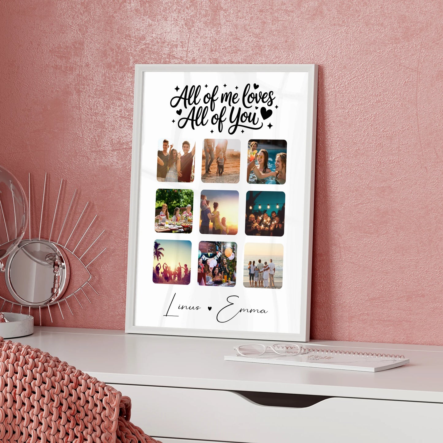 Poster Personalisiert Liebe Fotocollage 9 Fotos All Of Me Loves You Geschenk