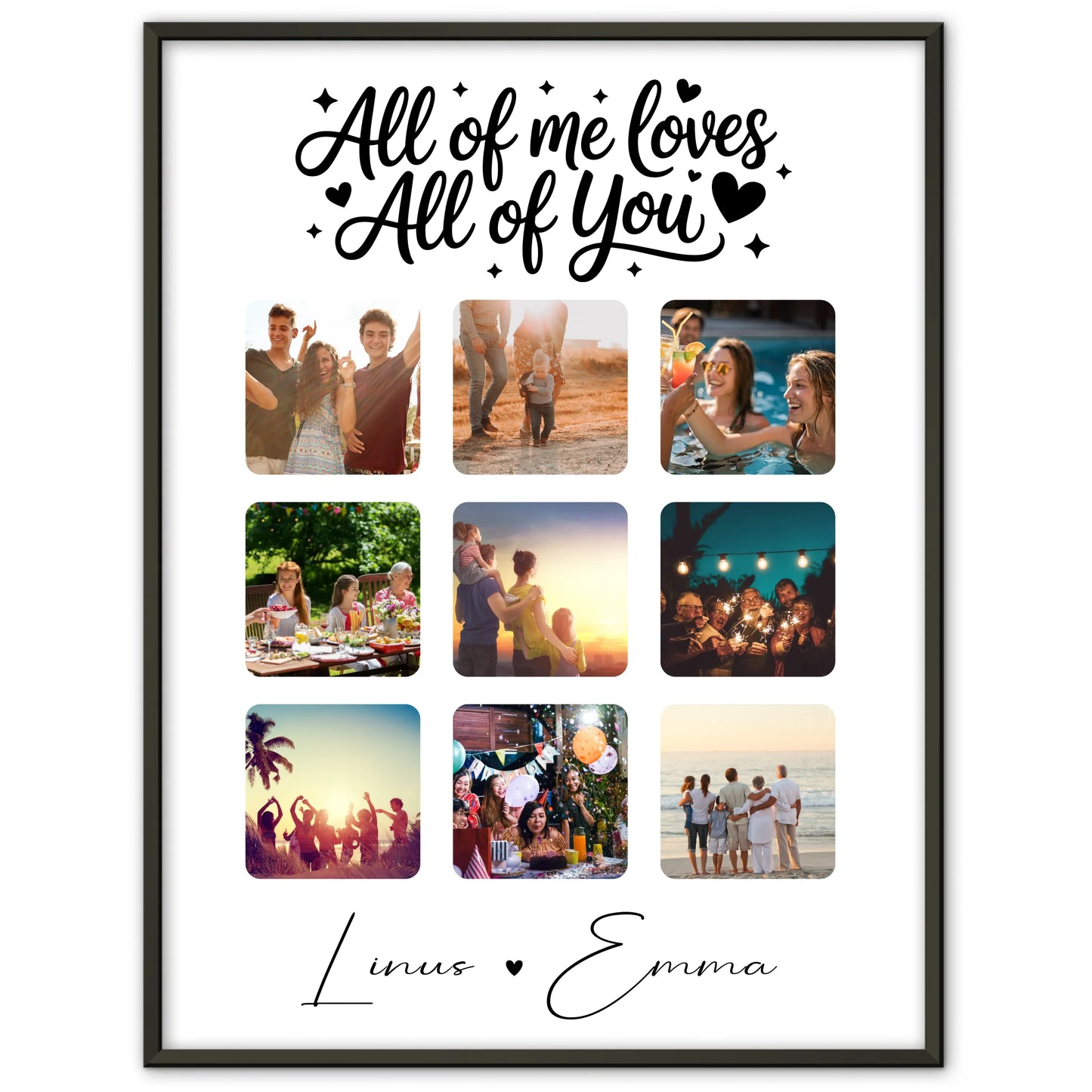 Poster Personalisiert Liebe Fotocollage 9 Fotos All Of Me Loves You Geschenk