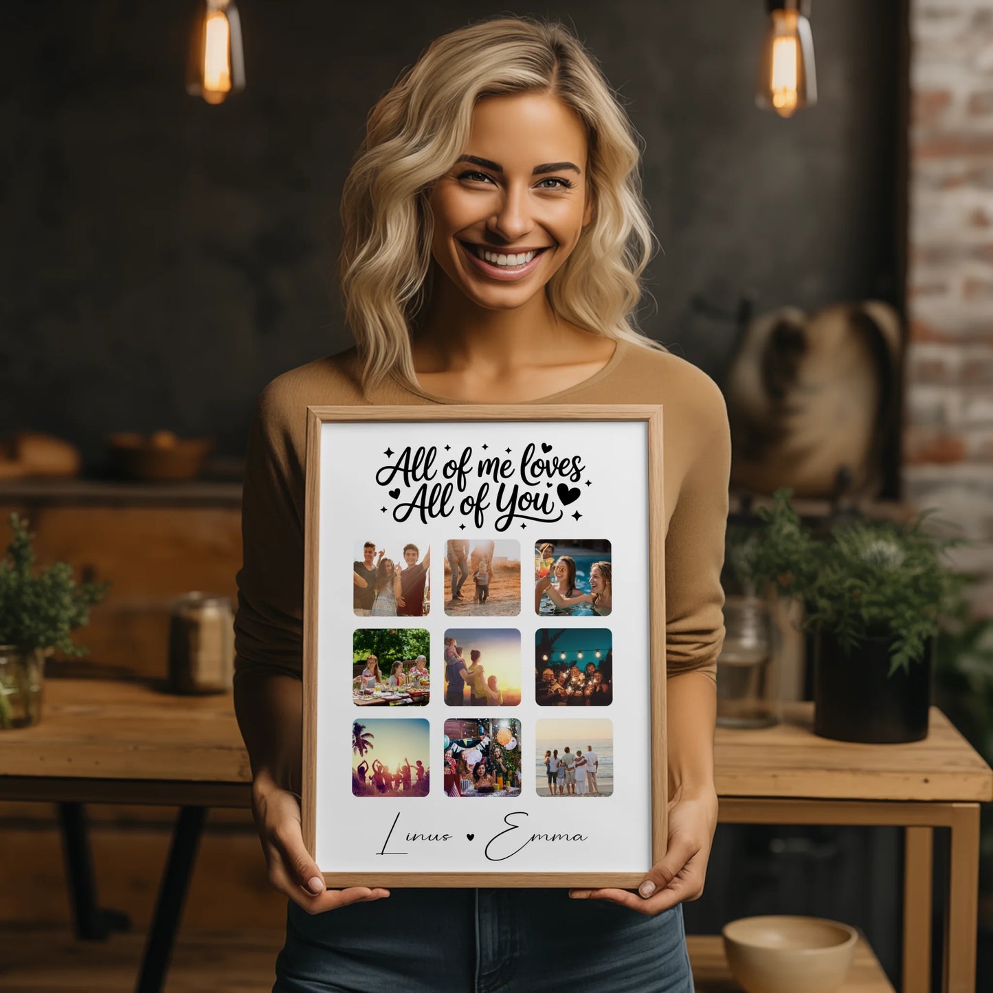 Poster Personalisiert Liebe Fotocollage 9 Fotos All Of Me Loves You Geschenk