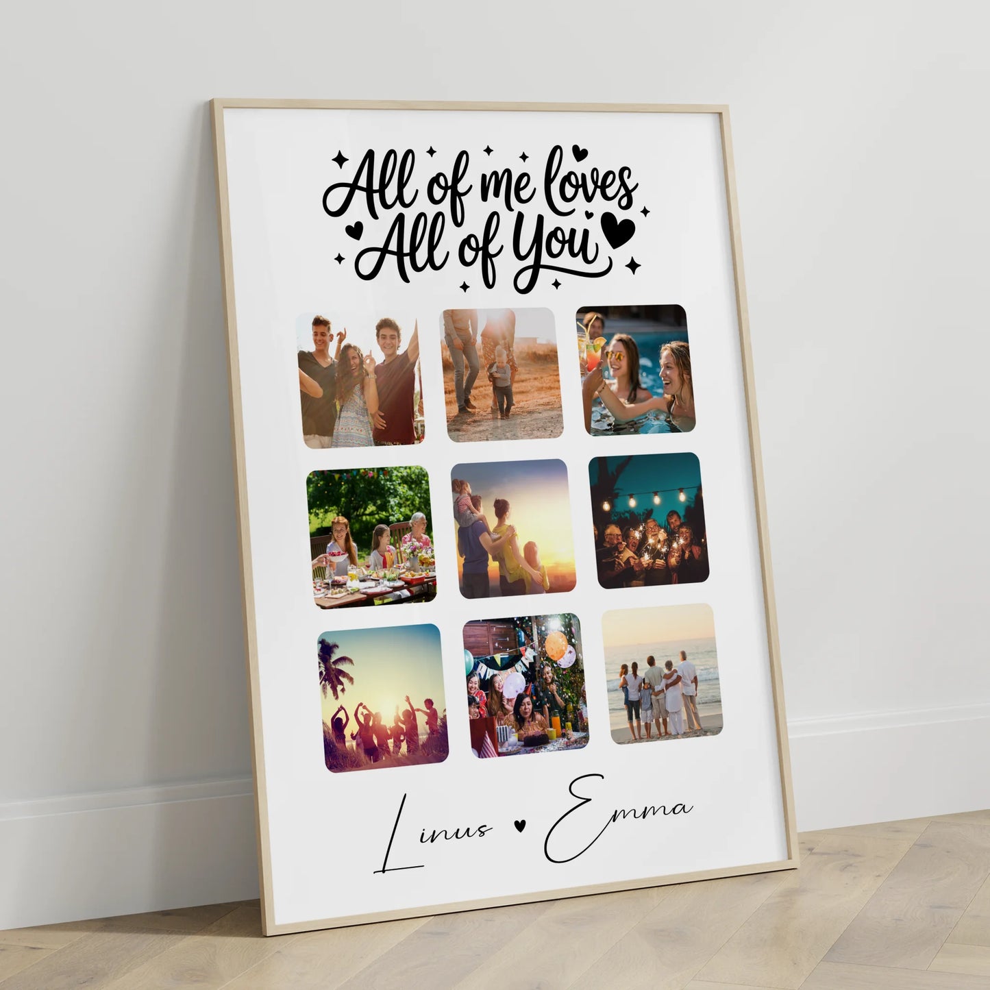 Poster Personalisiert Liebe Fotocollage 9 Fotos All Of Me Loves You Geschenk