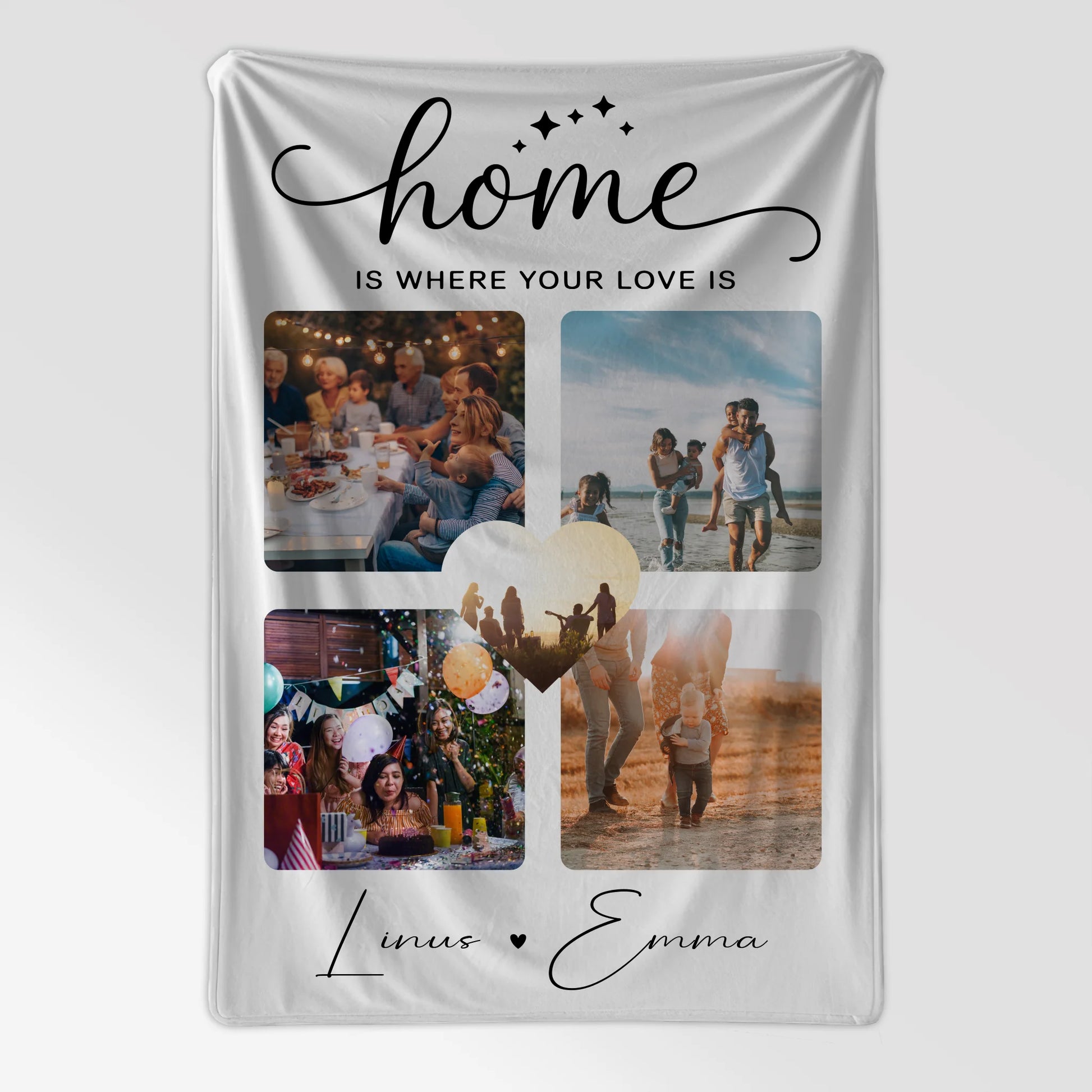 Personalisierte Decke Mit Namen Für Paare 4 Fotos Home Is Where Your Love Is Geschenk 7