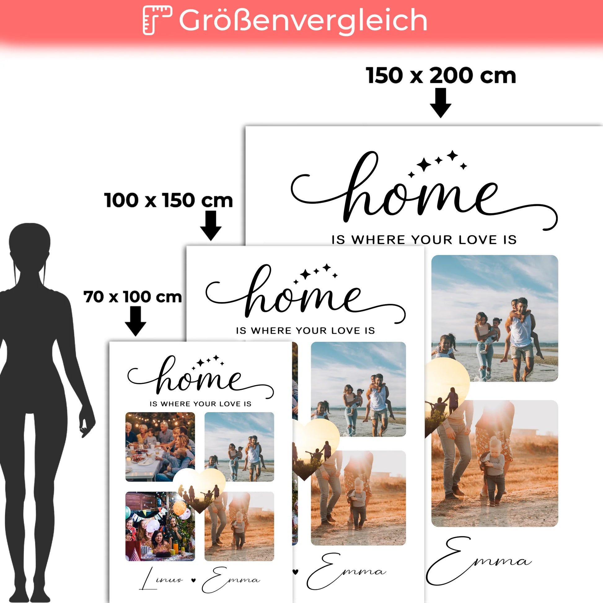 Personalisierte Decke Mit Namen Für Paare 4 Fotos Home Is Where Your Love Is Geschenk 5