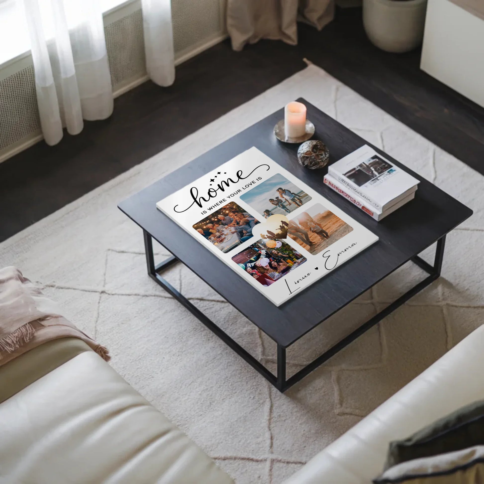 Personalisierbares Fotoboard Magnet Poster Für Paare mit 4 Fotos Home Is Where Your Love Is Geschenk 3