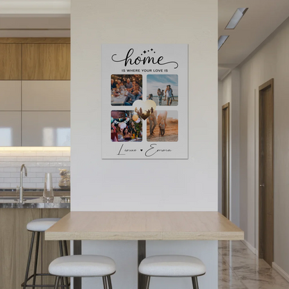 Personalisierbares Fotoboard Magnet Poster Für Paare mit 4 Fotos Home Is Where Your Love Is Geschenk 8