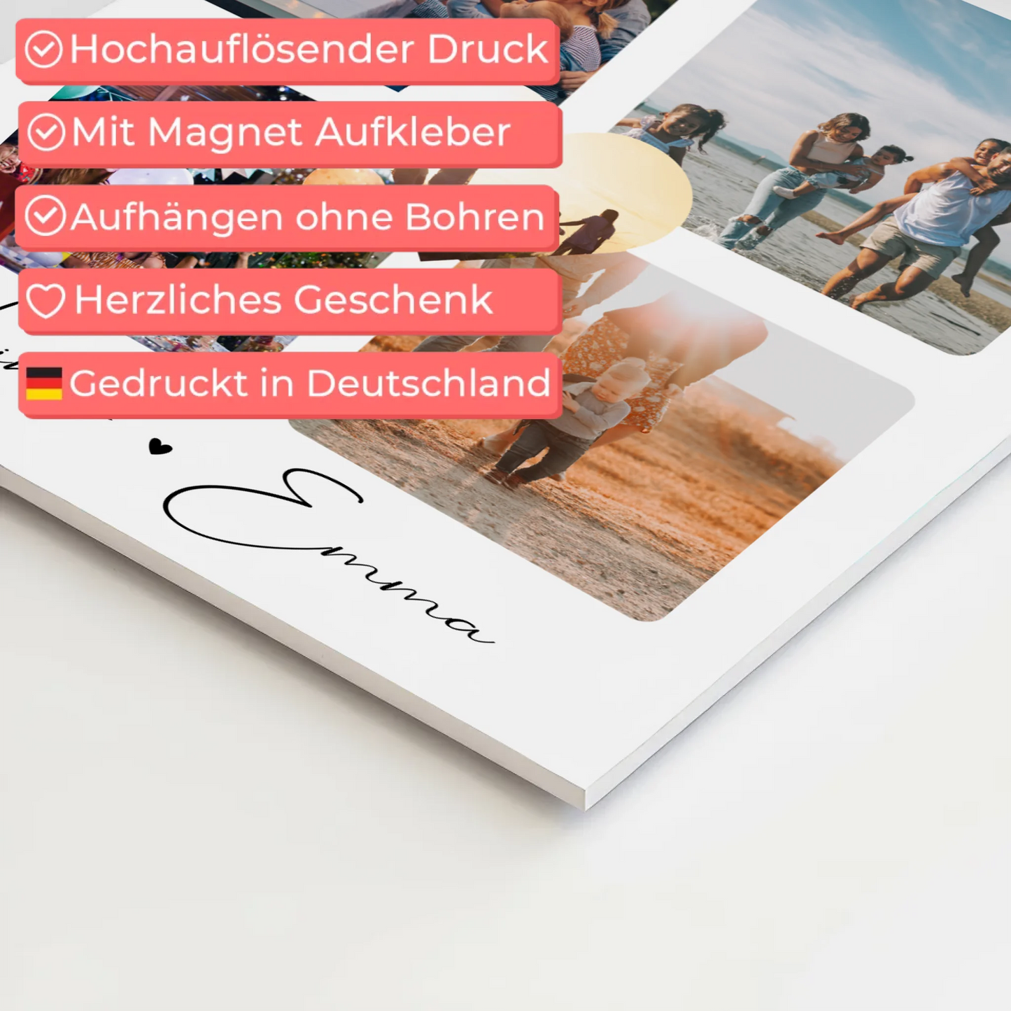 Personalisierbares Fotoboard Magnet Poster Für Paare mit 4 Fotos Home Is Where Your Love Is Geschenk