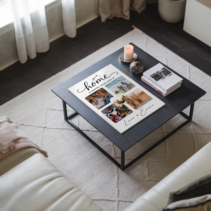Personalisierbares Fotoboard Magnet Poster Für Paare mit 4 Fotos Home Is Where Your Love Is Geschenk