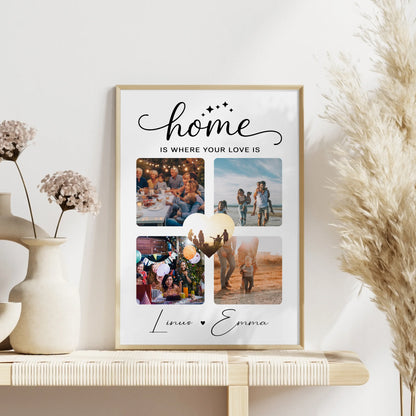 Geschenk Für Paare Pärchen Poster Personalisiert 4 Fotos Home Is Where Your Love Is