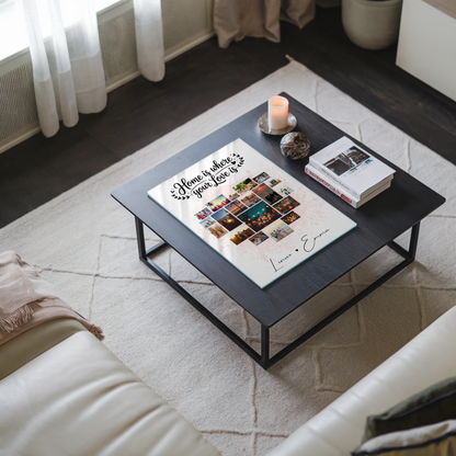 Acrylglas personalisiert mit Fotocollage für Paare 19 Herz Fotos Home Is Where Your Love Is Geschenk