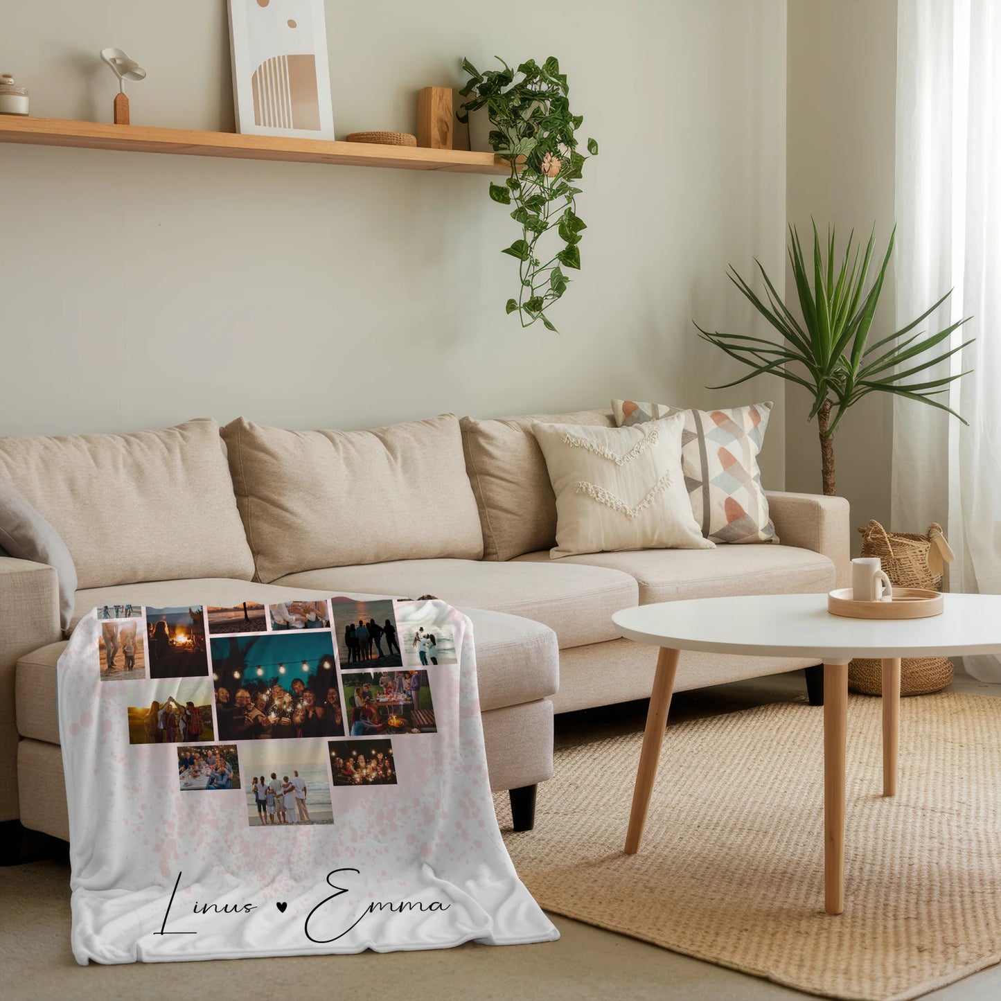 Personalisierte Decke Mit Namen mit Fotocollage für Paare 19 Herz Fotos Home Is Where Your Love Is Geschenk 4