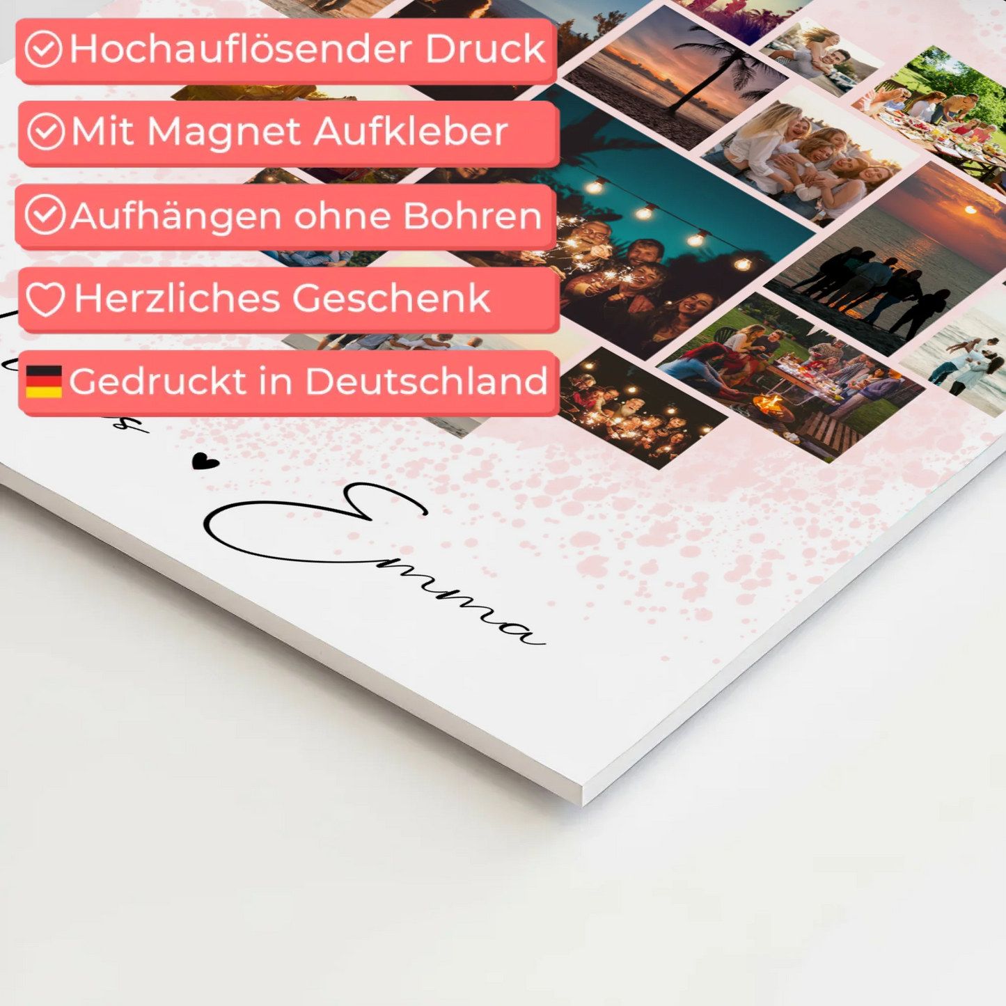 Personalisiertes Fotoboard mit 19 Herz Fotos Fotocollage für Paare Home Is Where Your Love Is Geschenk 4