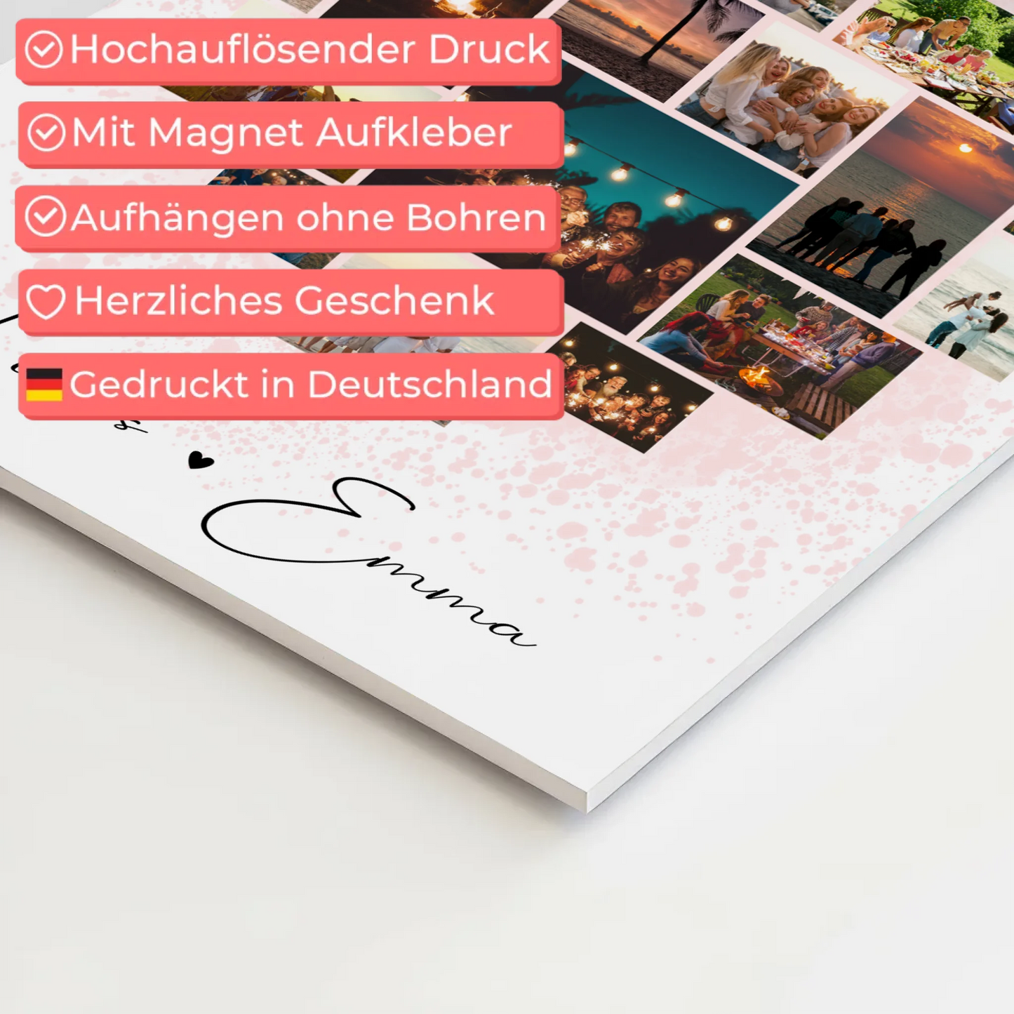 Personalisiertes Fotoboard mit 19 Herz Fotos Fotocollage für Paare Home Is Where Your Love Is Geschenk