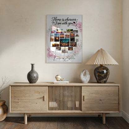 Personalisierte Geschenke mit Foto Acrylglas und Paar Fotocollage 19 Herz Fotos Home is Wherever I Am with You
