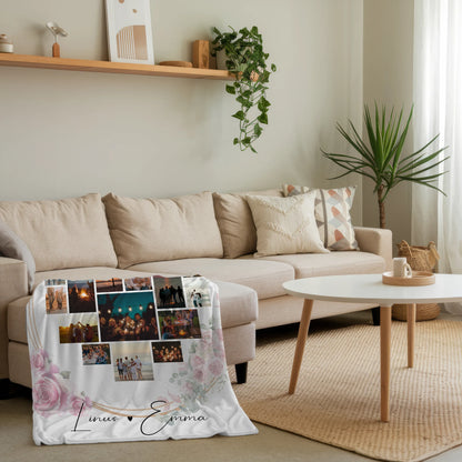 Personalisierte Decke Mit Namen Paar Fotocollage 19 Herz Fotos Home is Wherever I Am with You Geschenk 4