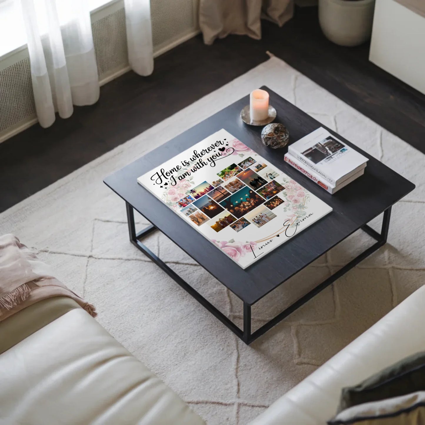 Personalisiertes Fotoboard Magnet Wandbild mit Paar Fotocollage 19 Herz Fotos Geschenk 3