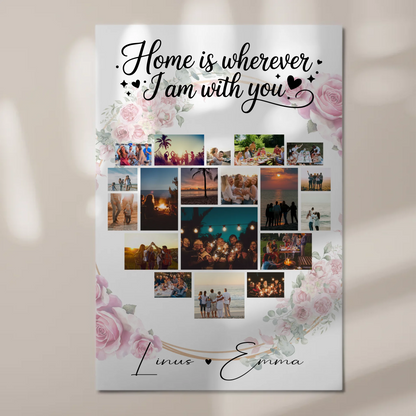 Personalisiertes Fotoboard Magnet Wandbild mit Paar Fotocollage 19 Herz Fotos Geschenk 1