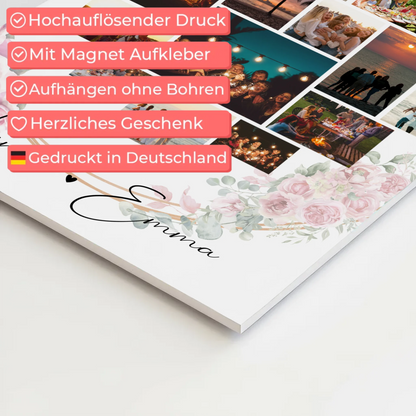 Personalisiertes Fotoboard Magnet Wandbild mit Paar Fotocollage 19 Herz Fotos Geschenk