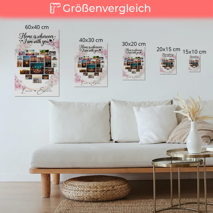 Personalisiertes Fotoboard Magnet Wandbild mit Paar Fotocollage 19 Herz Fotos Geschenk