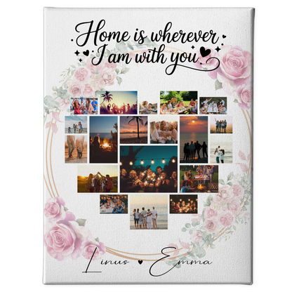 Personalisierte Leinwand Paare mit 19 Herz Fotos und Paar Fotocollage Geschenk für Zuhause 1