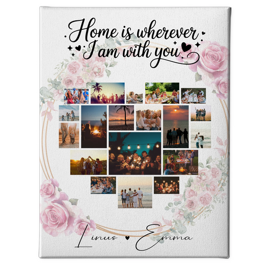 Personalisierte Leinwand Paare mit 19 Herz Fotos und Paar Fotocollage Geschenk für Zuhause 1
