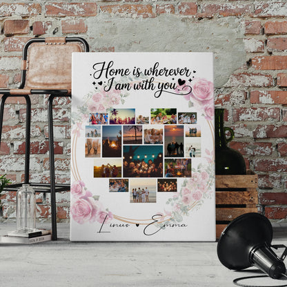 Personalisierte Leinwand Paare mit 19 Herz Fotos und Paar Fotocollage Geschenk für Zuhause 4