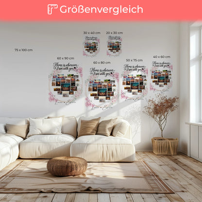 Personalisierte Leinwand Paare mit 19 Herz Fotos und Paar Fotocollage Geschenk für Zuhause 6